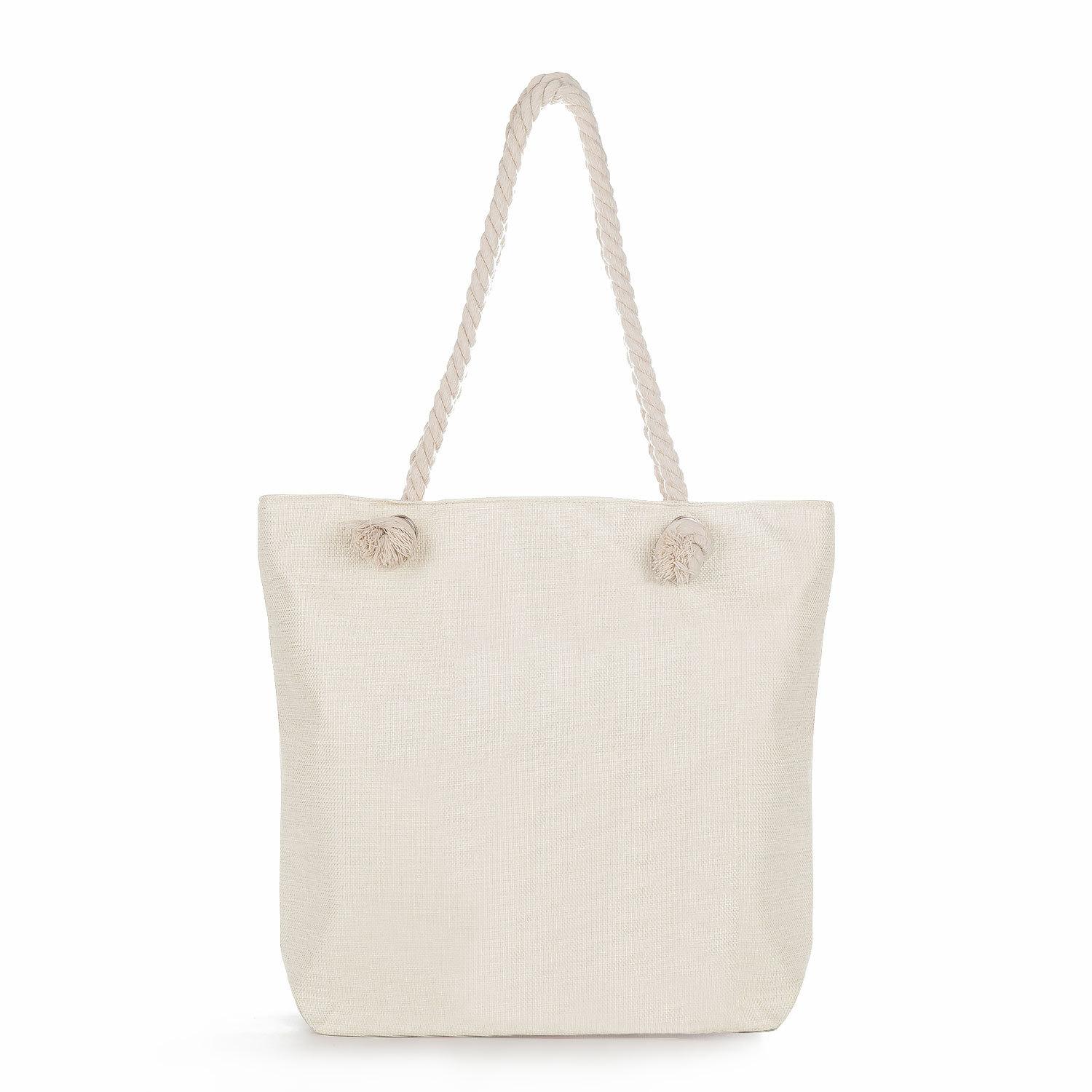 

Multifunctional solid color Printed Thick Rope Shoulder Beach Bag Casual large capacity handbag 7596 KTB