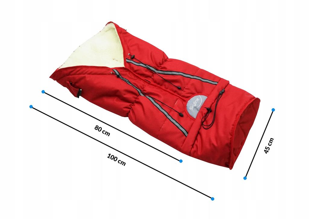 Traditional Wooden Sled With Backrest And Sleeping Bag For Children, Strong Polish