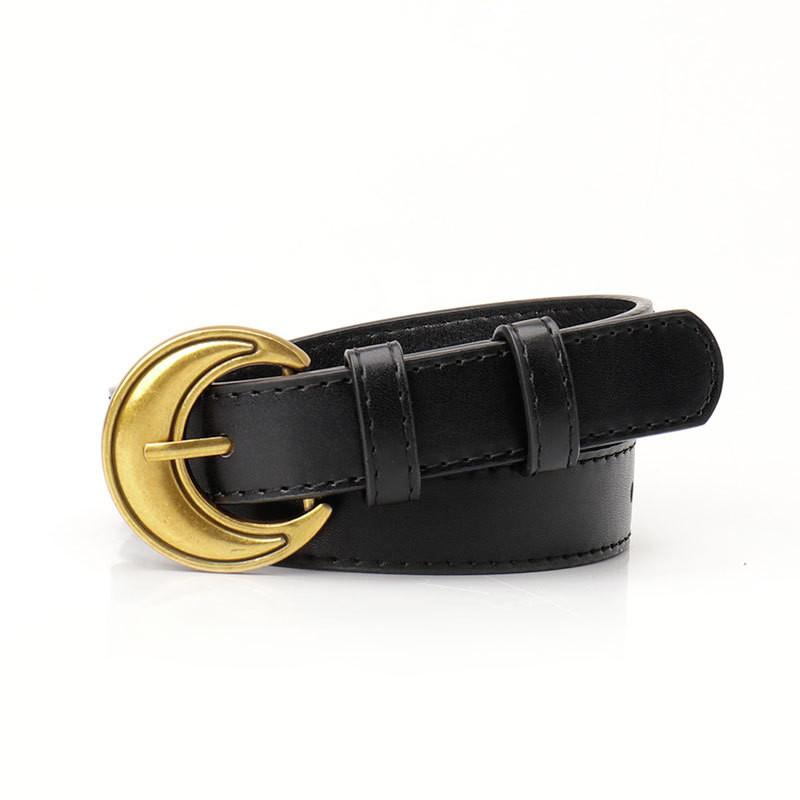 Retro Lunar Waist Belt For Women With Alloy Pin Closure And Minimalist Design For Daily Office Fashion