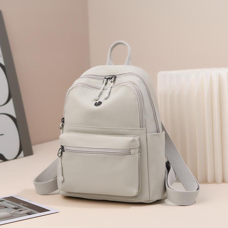 Women's Nylon Backpack Lightweight Solid Color Student Schoolbag