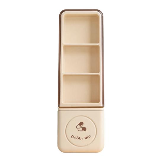 Mini Pill Box with Three Independent Grids and Cutter Slot Moisture-Proof Seal
