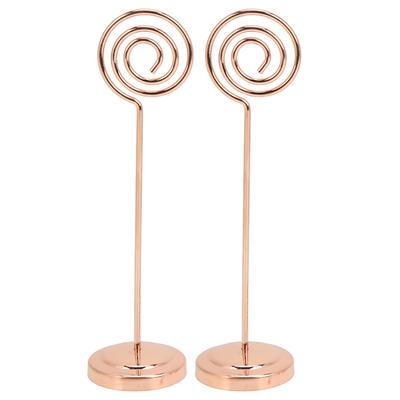 2 Stück Tischkartenhalter Rund Metall Stabil Halbkreis Konvexes Design Galvanotechnik Fotohalter Roségold