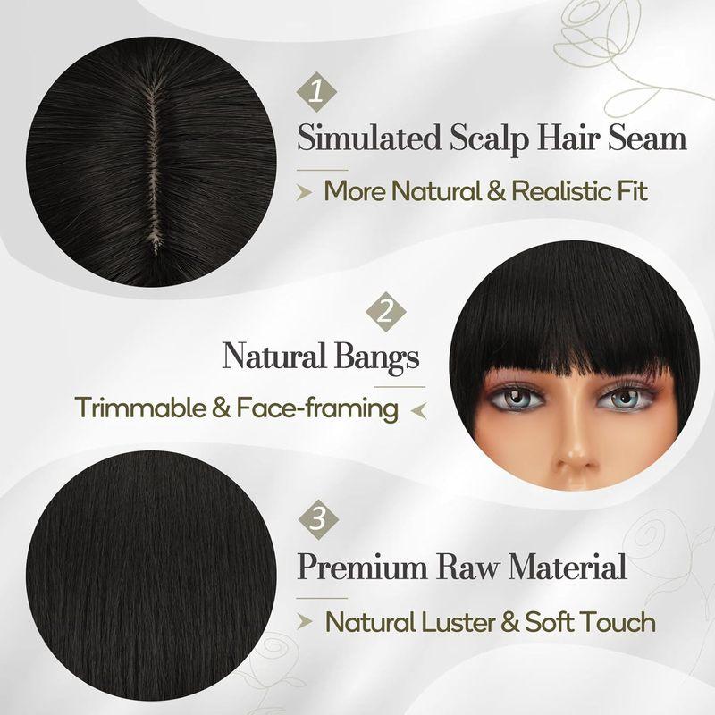 Synthetische 12 Zoll Kurze Bob Schwarze Perücke mit Pony für Damen Natürliches Aussehen Weiches Haarersatz-Perücken Velma Kelly Halloween