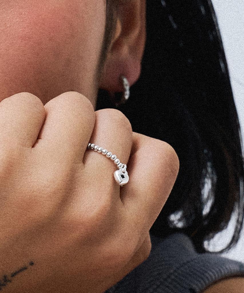 Scaletto Rs012 Silver925 Heart Pendent Beads Ring