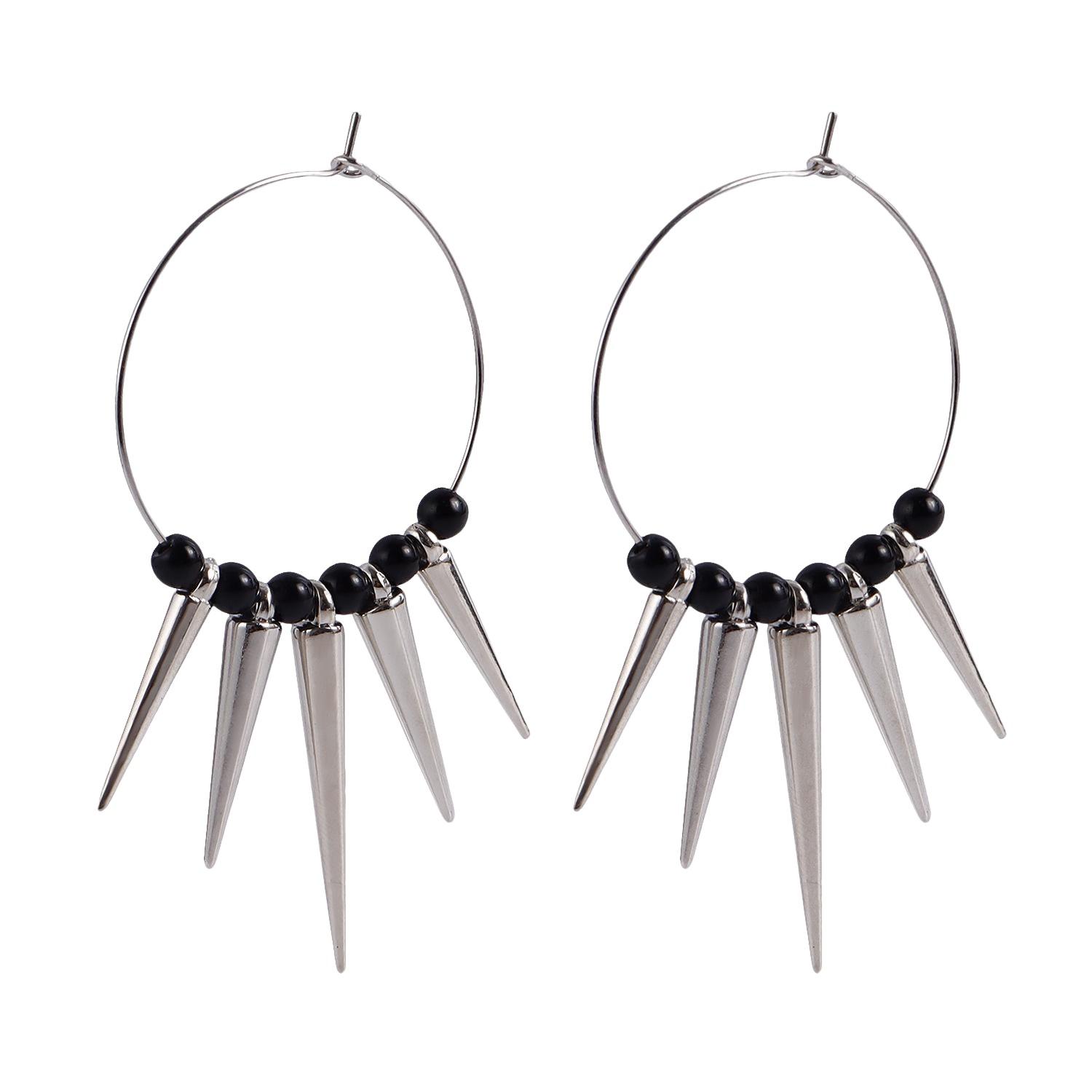 Kolip Spike Earrings Jewelry Minimalist Spike Dangle Drop Hoop Earrings For Women серебряный