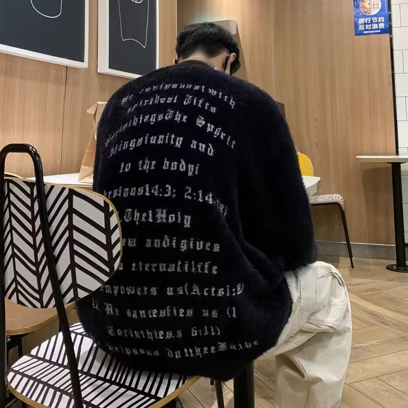 American High Street Spider Sweater Men's Autumn and Winter New Loose High-end Niche Design Mink Velvet Knitted Sweater