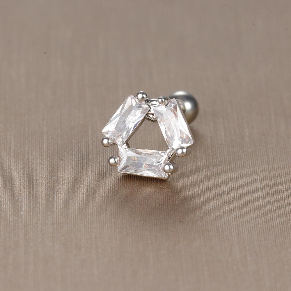 Gold Stainless Steel Earrings with Zircon Studs - Creative and Elegant Design