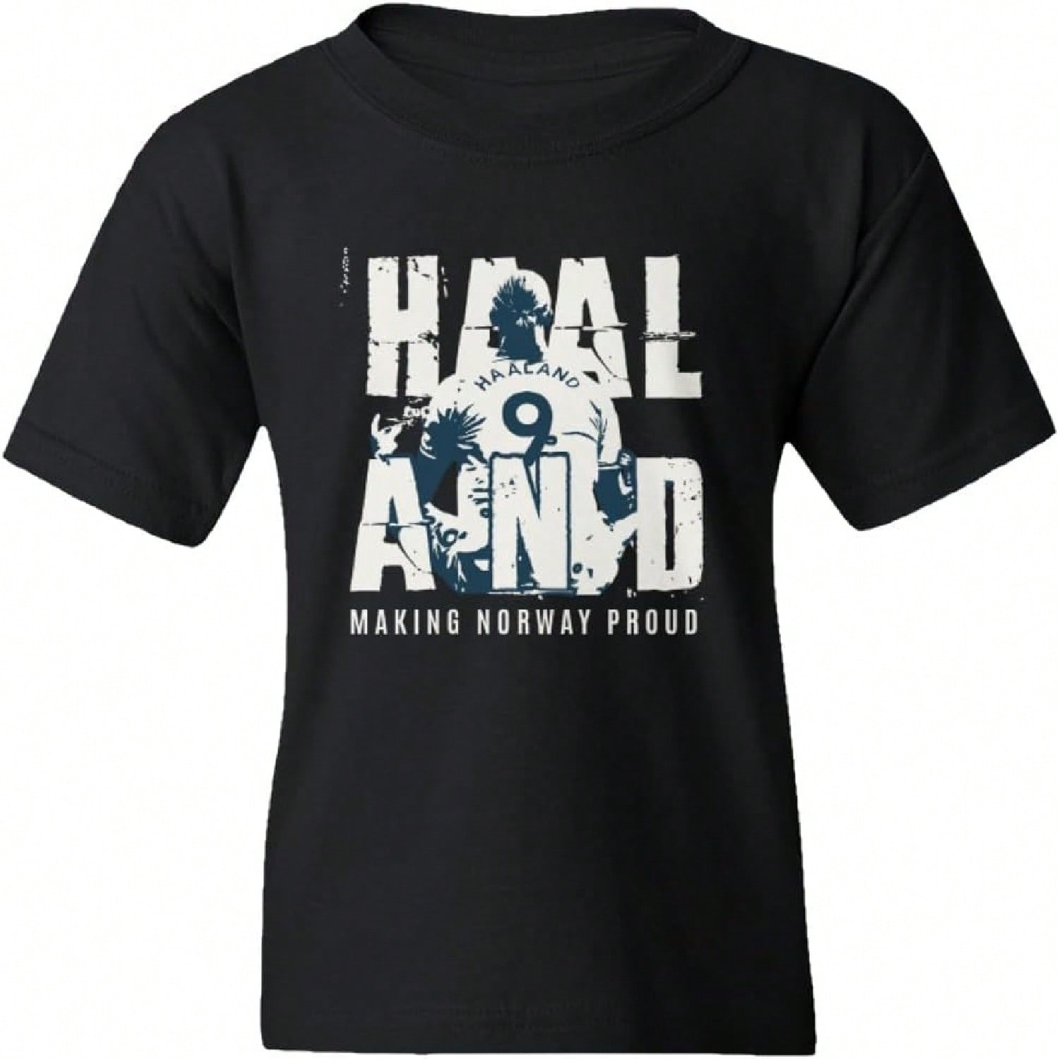 Haaland #9 Making Norway Proud Soccer Star Player Youth Unisex T-Shirt (Black, Youth Large) S разноцветный