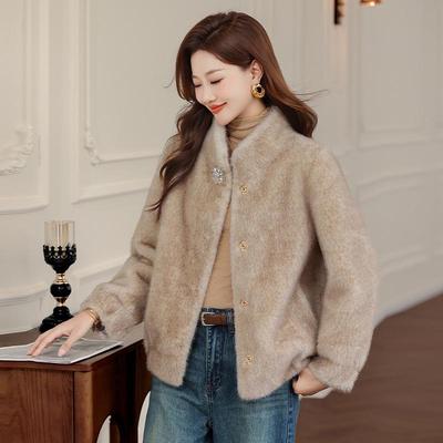 Noble Lady Winter Plush Faux Fur Coat for Middle-aged & Elderly Women