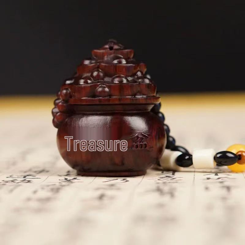 Small-Leaf Red Sandalwood Pendant: Wealth-Attracting Pixiu, Gourd, Dragon, Tortoise Design