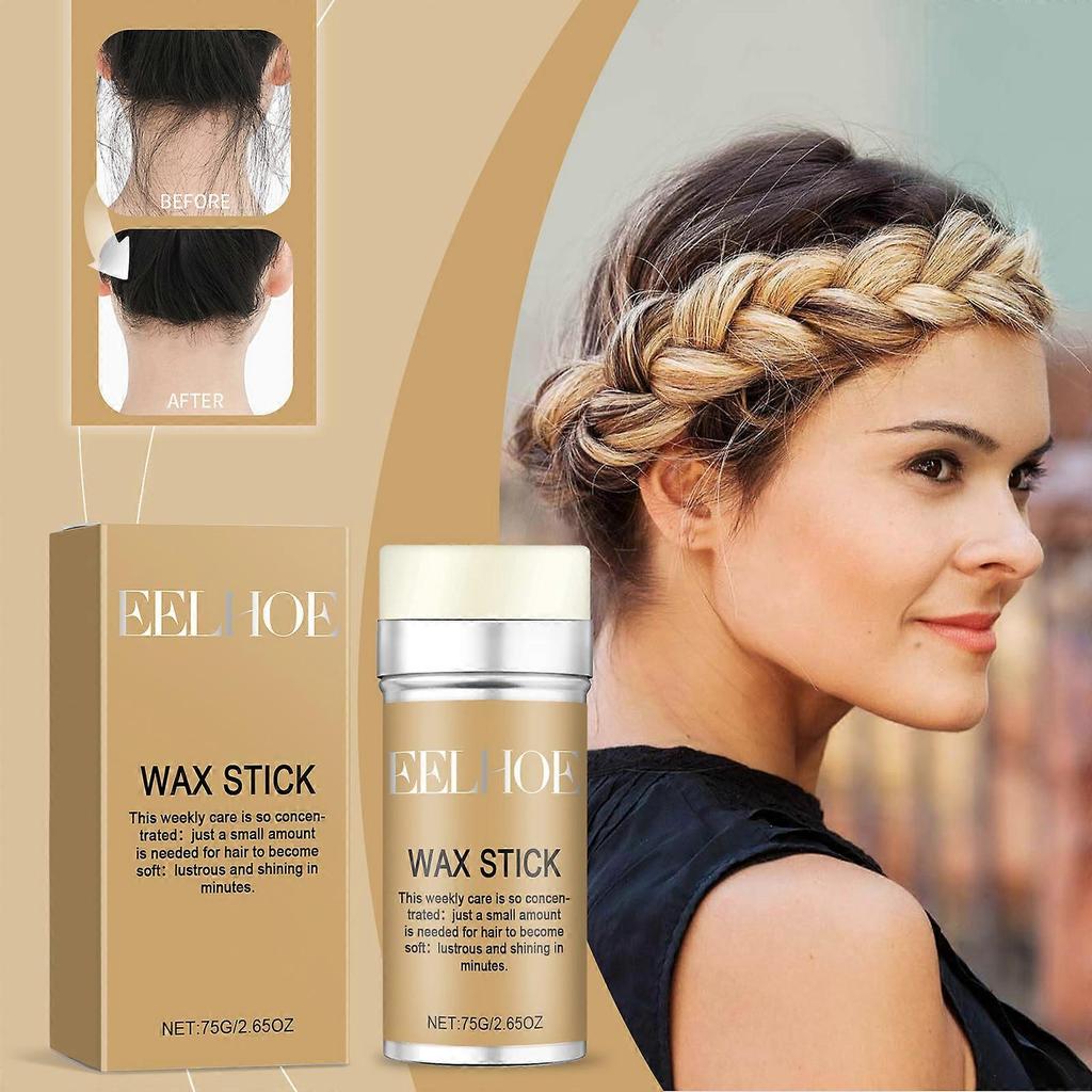 Hair wax stick, hair styling wax, anti-frizz hair care wax, natural luster solid shape portable hair wax