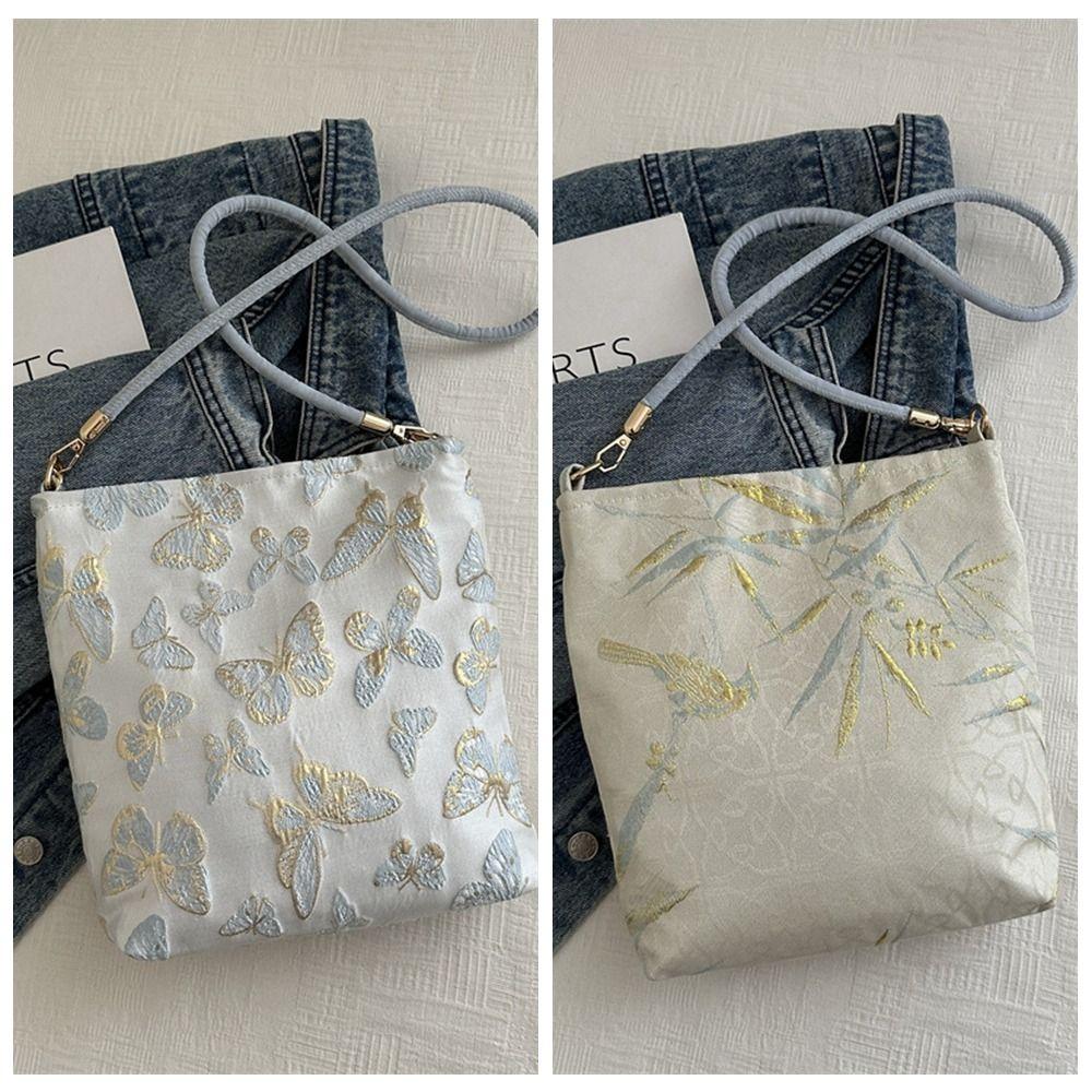 Bamboo Leaf Crossbody Bag Lightweight Chinese Style Handbag Cute Butterfly Shoulder Bag  Travel