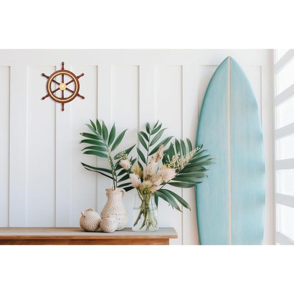 Hand Crafted Premium Nautical Wooden Ship Wheel | Exclusive Pirate's Wall Decor | Ocean  (Natural Wood - Brass Ring, 4 Inches)