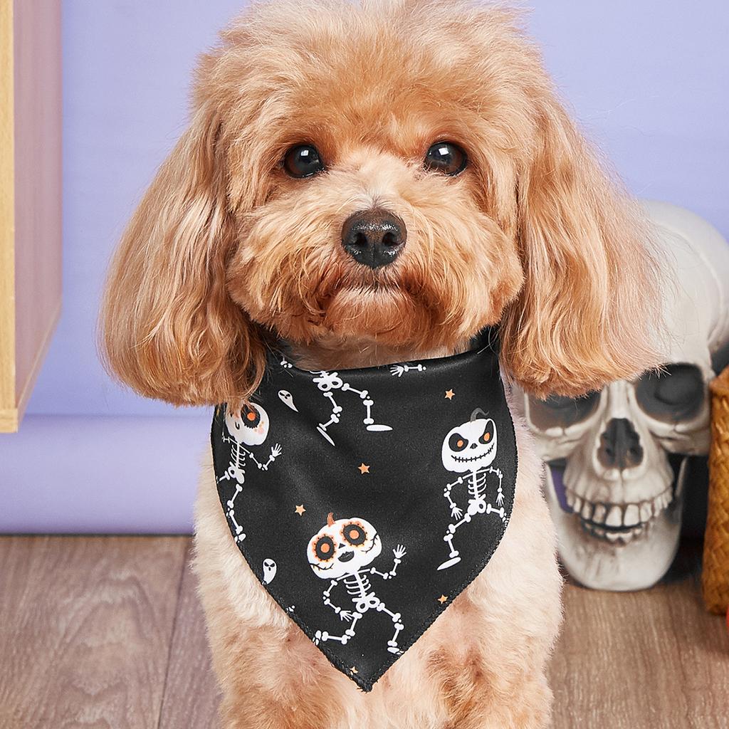 Halloween Dog Bandana, Pumpkin and Spider Web Bibs Triangle Pet Scarf, Multiple Sizes Soft & Adjustable Pet Bandanas Accessories