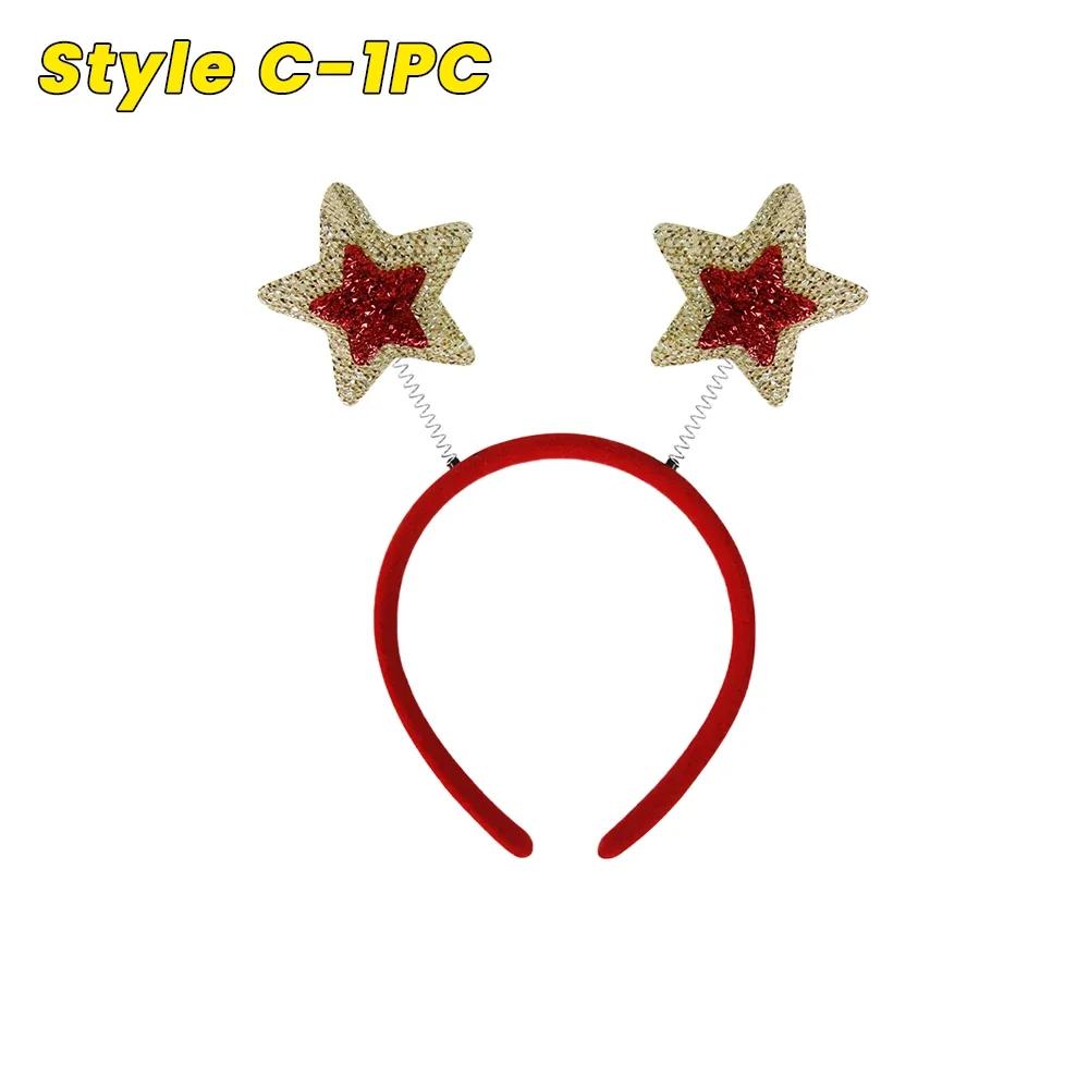 Christmas Headband Christmas Tree Snowman Star Design Classic Holiday Headband Suitable for Children's Party Decoration