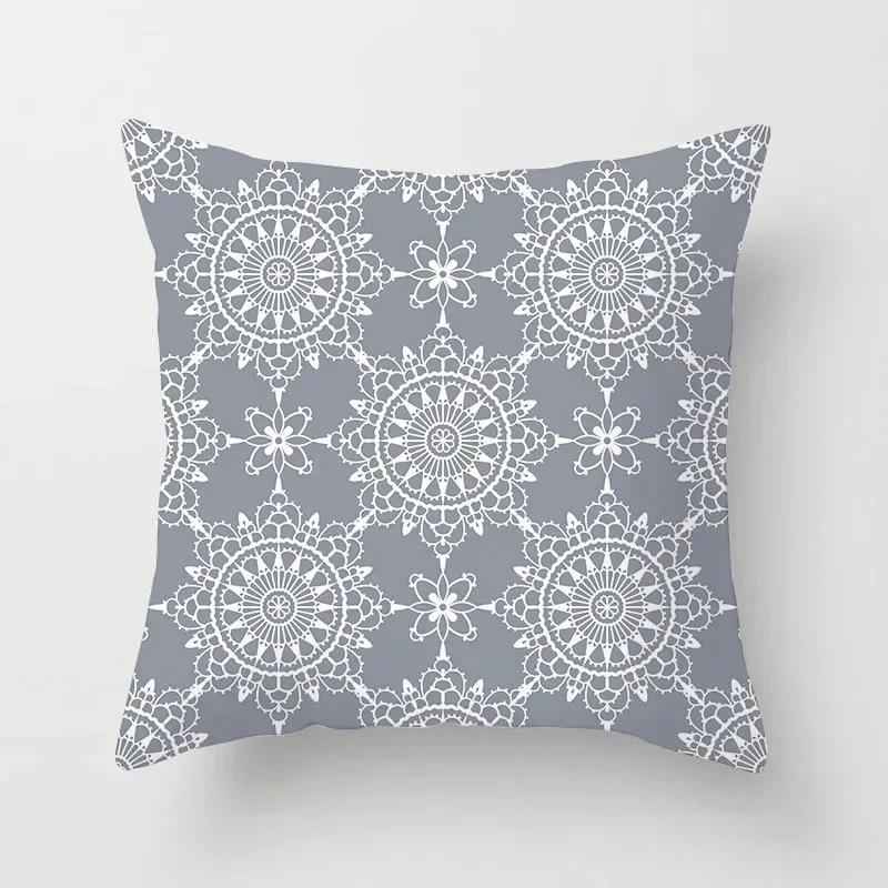 

European Gray Pillowcase Geometric Pillow Cover Sofa Cushion Cover Garden Throw Pillows Hotel Outdoor Cushions car Chair ,(8) 66x66cm