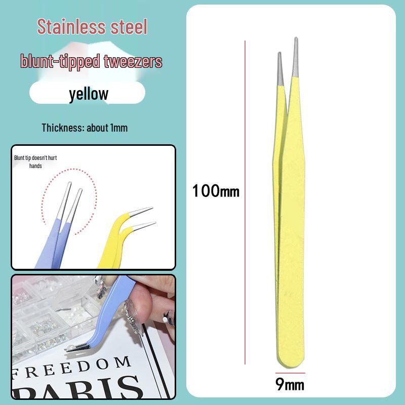 Colorful Stainless Steel Curved Tweezers for False Eyelashes and Planner Clips