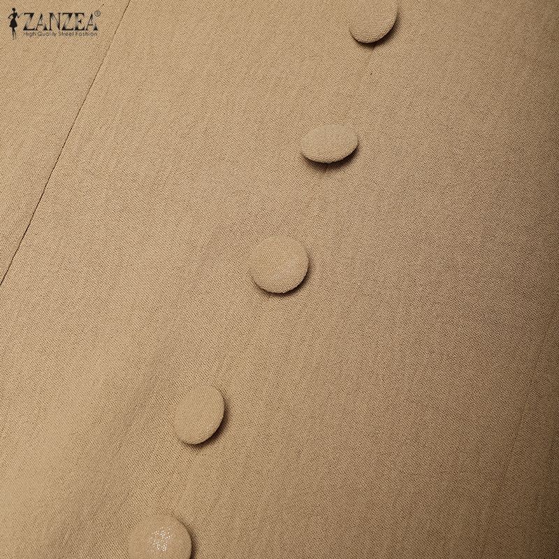 ZANZEA Women Casual Turn Down Collar Short Sleeve Casual Dress