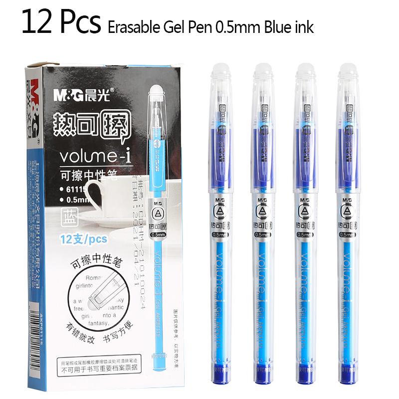 M&G 6/12 Pcs Hot Erasable Gel Pen 0.5mm Black & Red & Blue & Crystal Blue Heat Erasable Ink Back to School Office Stationery