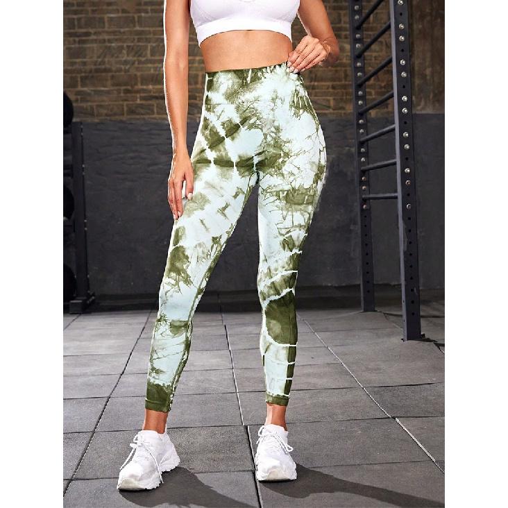 New Tie Dye Yoga Pants With Hip Lifting And High Waist Fitness Pants, Tight Fitting And Abdominal Pants, Women'S Outdoor Running And Sports Pants