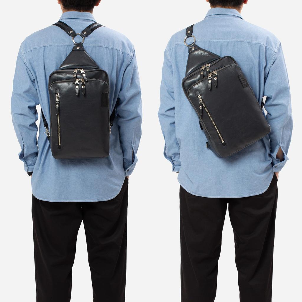 [Doubles] 2-Way BackpackBody Bag, Genuine Leather, A4 Size, JPU-7464 (Navy)