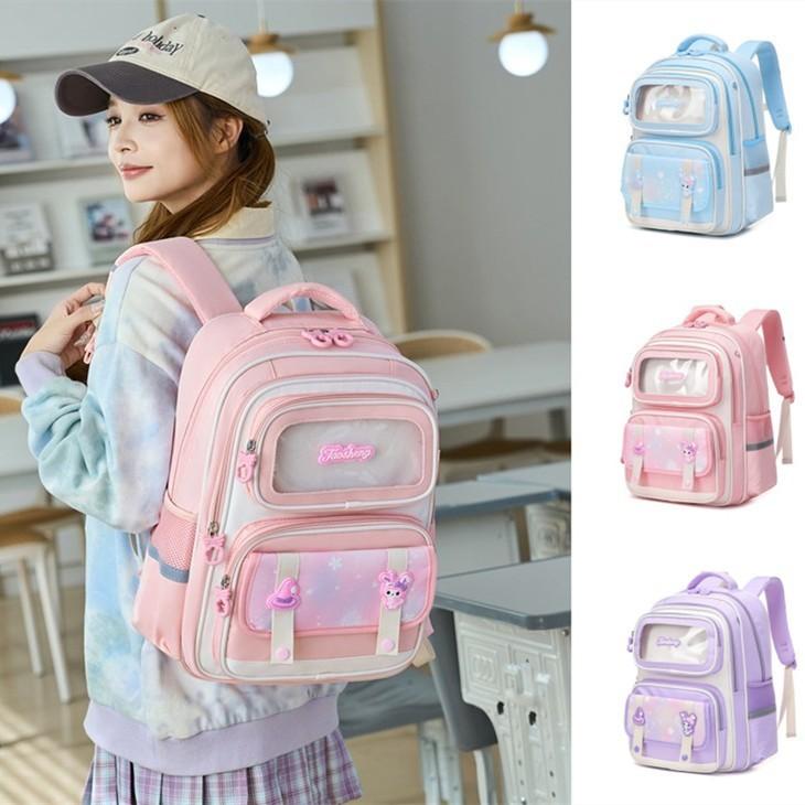 Large Capacity Childrens Backpack For Primary School Kids With Comfortable Air Cushion Straps In Stylish Blue Pink Or Co Purple