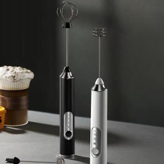 1 Set Electric Egg Beater USB Rechargeable 3 Gears Handheld Whisk Coffee Blender for Kitchen