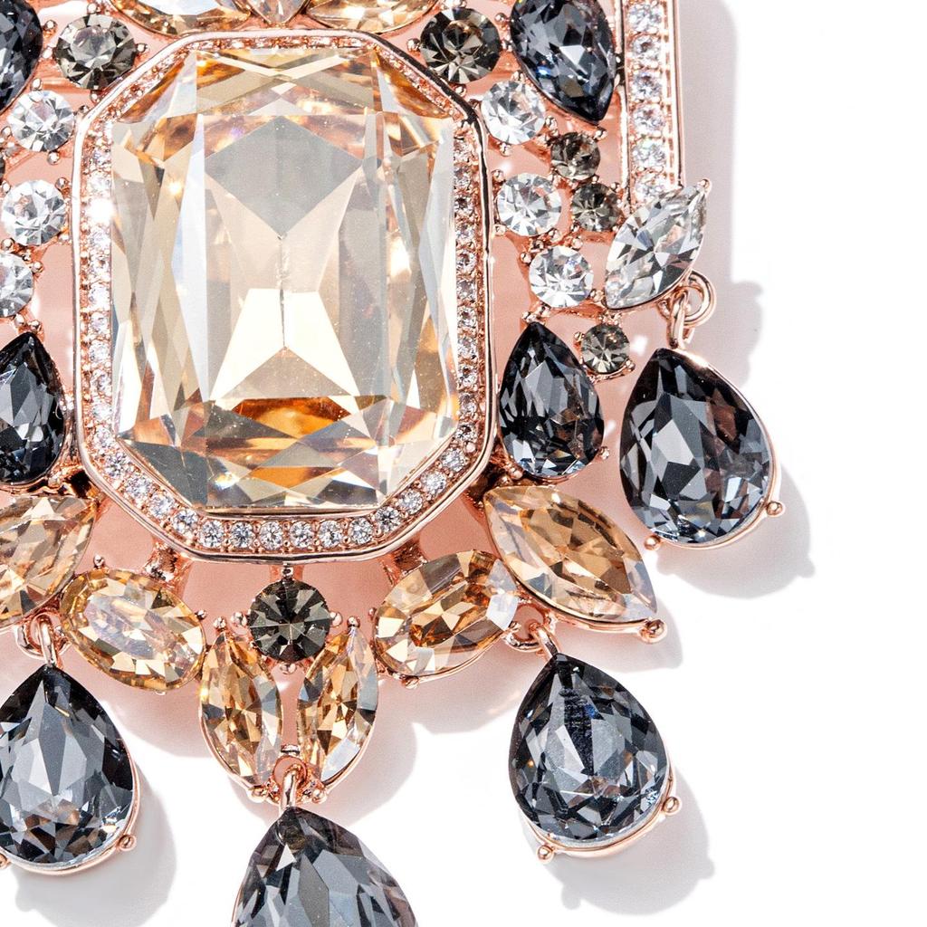 Vintage European Crystal Brooch Pin: Elegant Retro Shawl Accessory