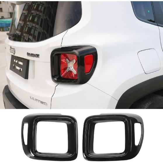 YOCTM Glossy Black Tail Light Cover for Jeep Renegade 2016 2017 2018 ABS Lamp Guard Protector Bezel Trim Exterior Accessories 2-PACK