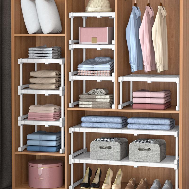 Schrankregal, Kleiderschrank-Organizer, stapelbare Regale, Kleideraufbewahrungsregal, teleskopische, stanzfreie, verstellbare Kleiderschrank-Trennwand