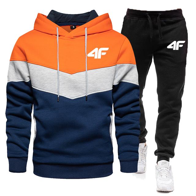 Mode für Herren Hochwertige Sportbekleidung Hoodie + Hosenanzug männlich Casual Tricolor Hoodies Sweatshirt Set