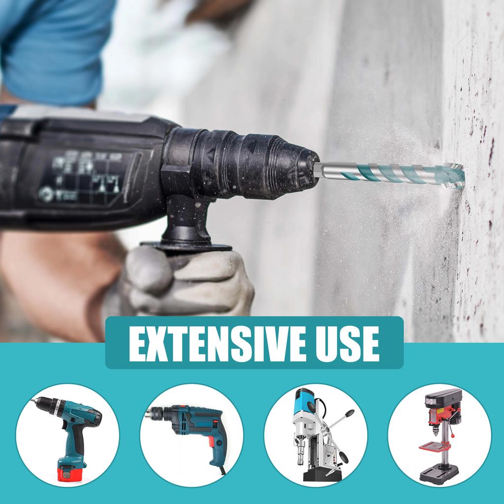 10 Stück Hochfester Exzentrischer Bohrer Vierkant-Sägezahn-Hartmetallbohrer mit 1/4" Sechskantschaft für Betonfliesen-Bohrwerkzeug