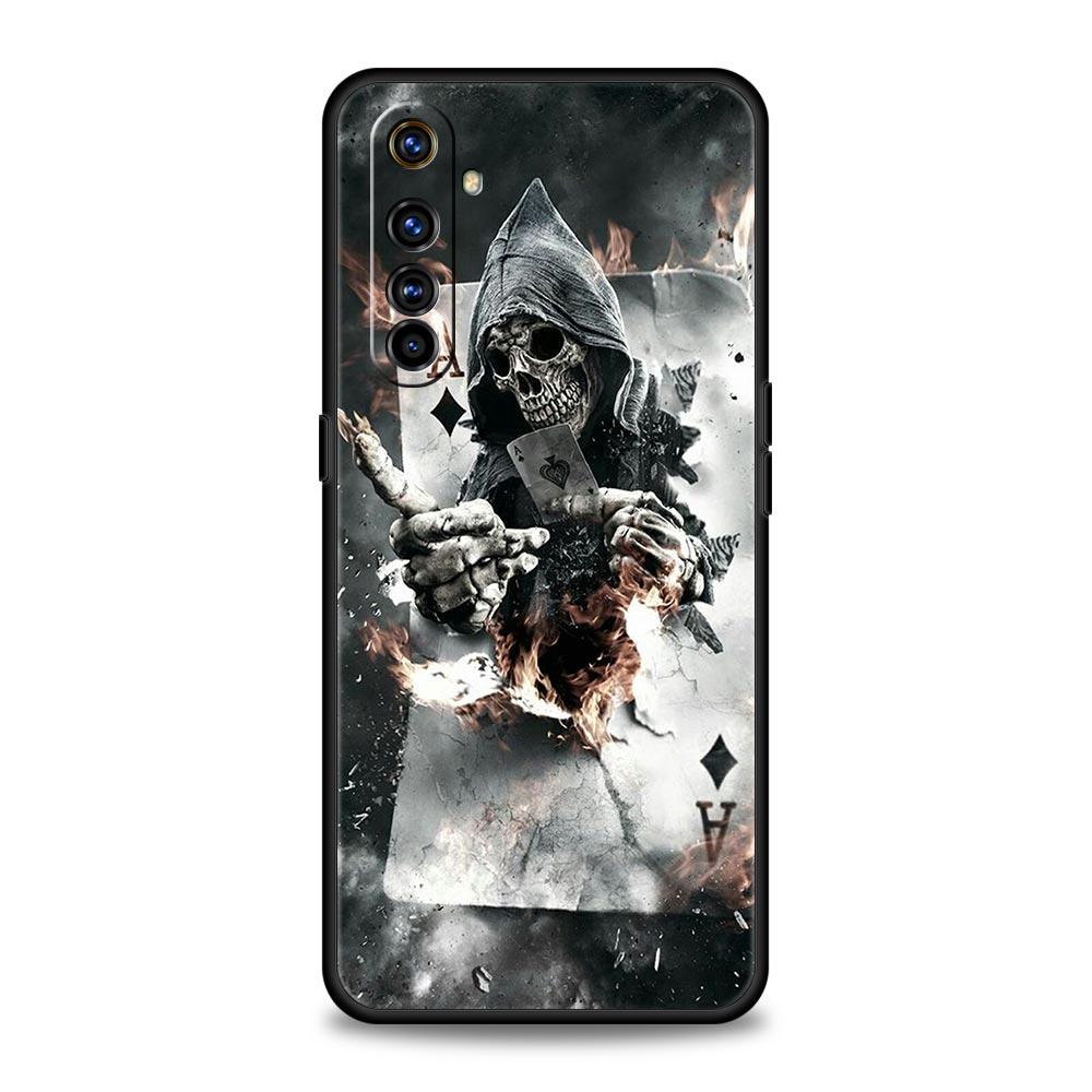 Grim Reaper Skull Skeleton Phone Case For Realme 10 9 8 5G 7 6 GT2 Pro Plus 9i 8i C21 C11 C25 C35 GT Neo 2 3 3T Soft Black Cover