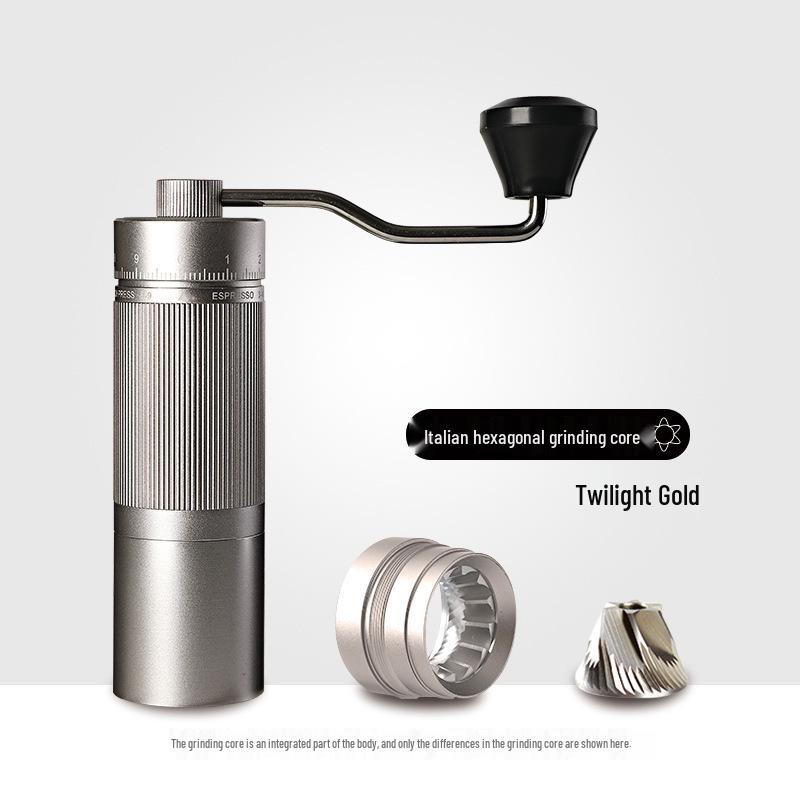 Stainless Steel Manual Coffee Grinder with External Adjustment and Seven-Star Ghost Teeth for Pour-Over Brewing