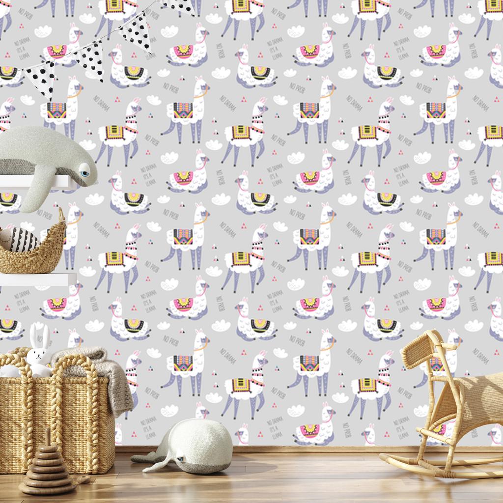 Clouds, animals, and llama wallpaper for living room and bedroom 50x1000
