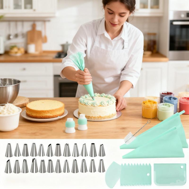 34Pcs Piping Kit Reusable Butter Piping Bag Scraper Full Set Of Baking Tools Decorative Baking DIY