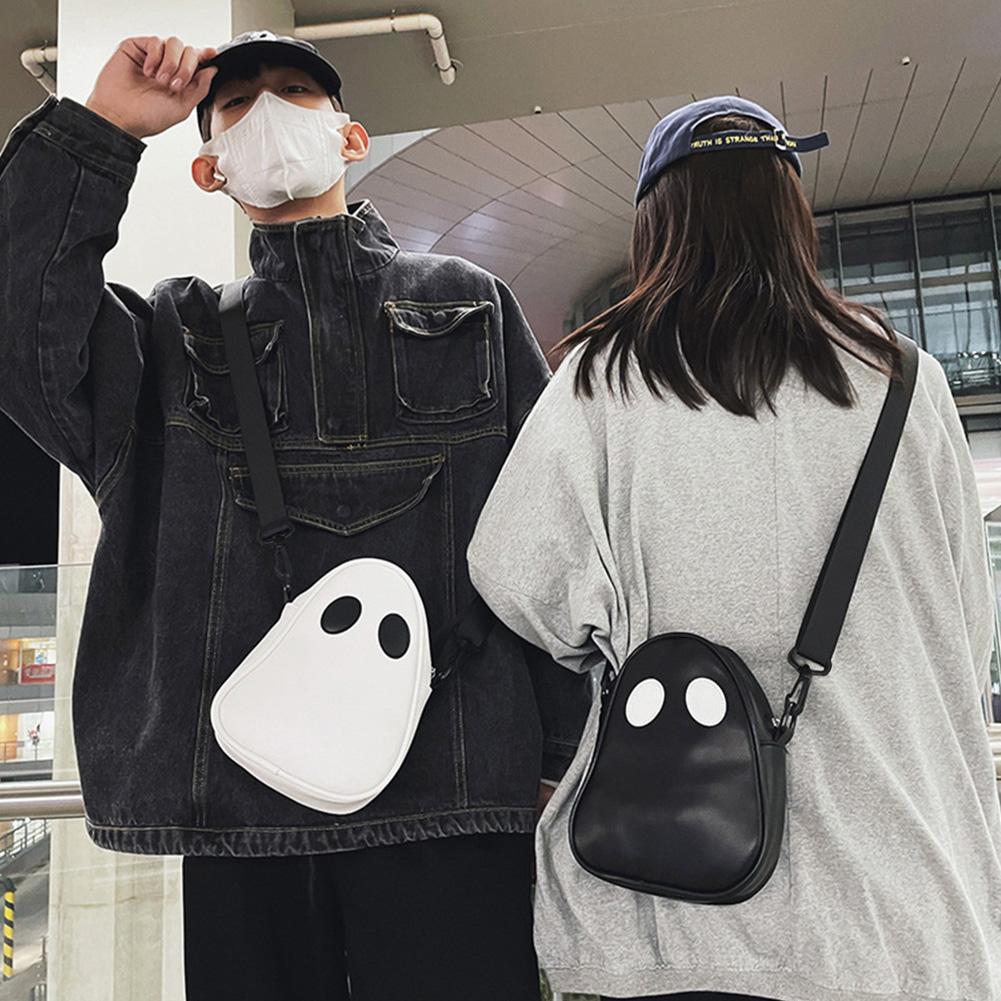 Ghost Funny Leather Shoulder Bag Lovely Fun Devil Fashion Crossbody Handbags Small Portable Casual Satchel Bag Zipper for Travel