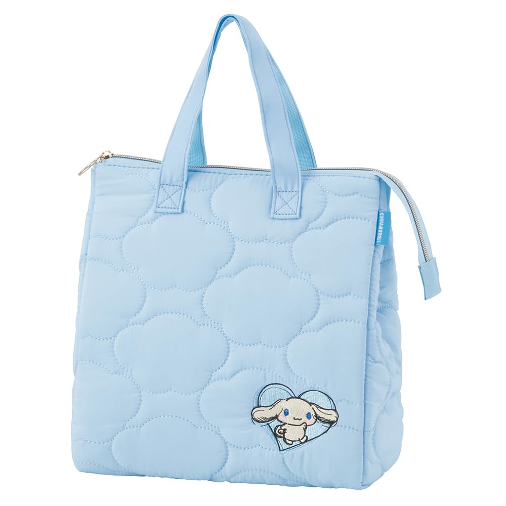 Skater Quilted Fabric Insulated Lunch Bag with Sanrio Cinnamoroll Drawing Pocket, KBCB5-A