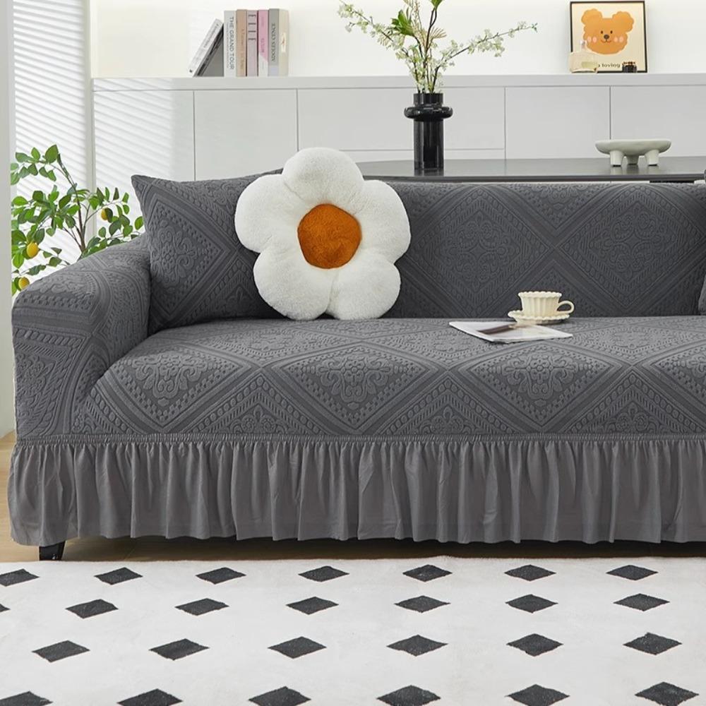 

Jacquard Hem Sofa Cover Universal Fit All Season Stretchable Couch Slipcover Protector Single S 90-140CM