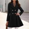 Women's Color Double-Breasted Woolen Coat with Lapel Collar Cinched Waist A-Line Mid-Length Fall Winter Outerwear