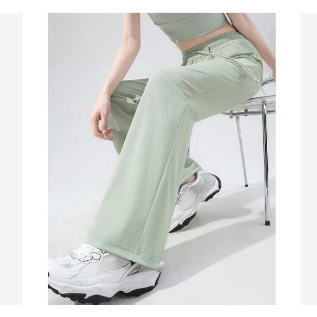Summer Loose Flare Pants Ice Silk Sunscreen Slim Fit Versatile Long Trousers for Women