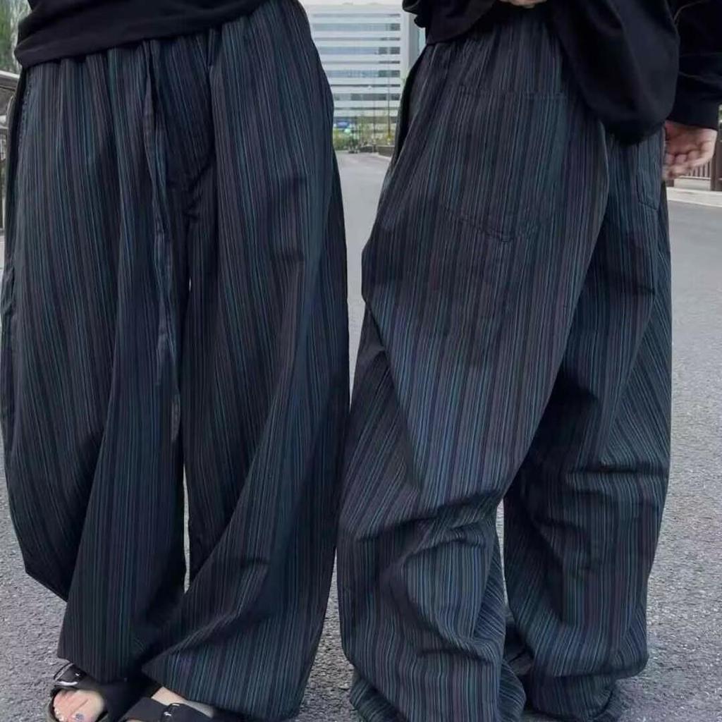 Pánské retro kalhoty se širokými nohavicemi s vertikálním pruhem