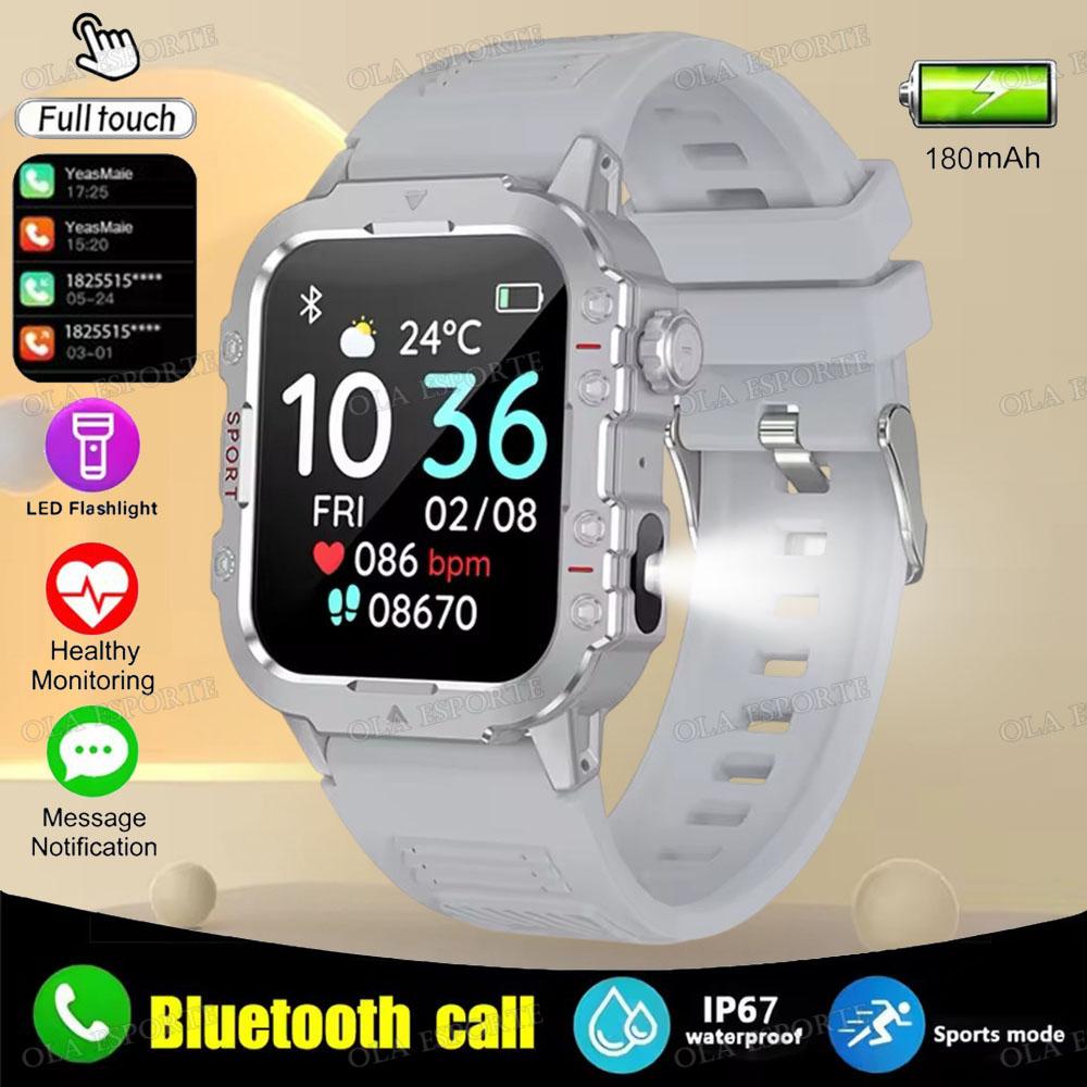 New Military Smart Watch Men IP67 3ATM Outdoor Sports Fitness Tracker Health Monitoring 1.44 Inch Bluetooth Call Smartwatch