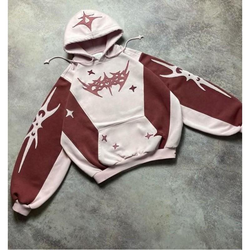 Womens Hooded Sweatshirt Streetwear Style Loose Fit Long Sleeve Casual Top