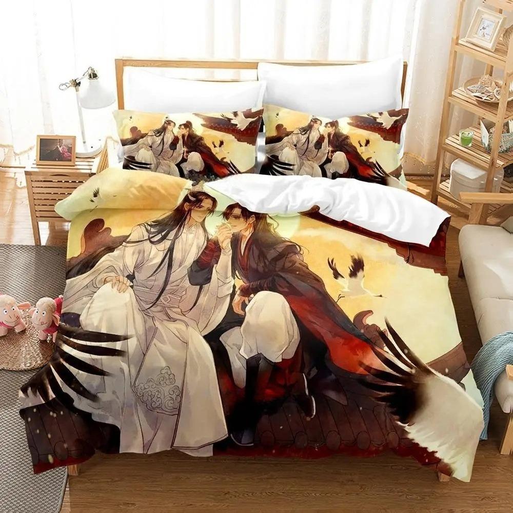 3D Print Mo Dao Zu Shi Wei Ying and Lan Zhan Bedding Set Anime three-piece set Adult Kid Bedroom Duvetcover Sets