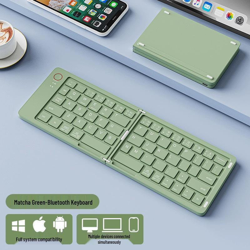 

Macaron Color Foldable Bluetooth Keyboard with Phone Stand for Mobile and Tablet. зелений