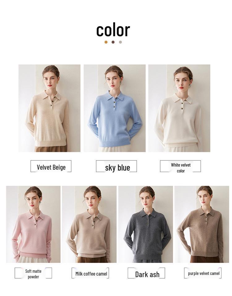Kang Sai Ni Pure Cashmere Women's Polo Neck Pullover - 2026 Autumn/Winter Commuter Base Layer