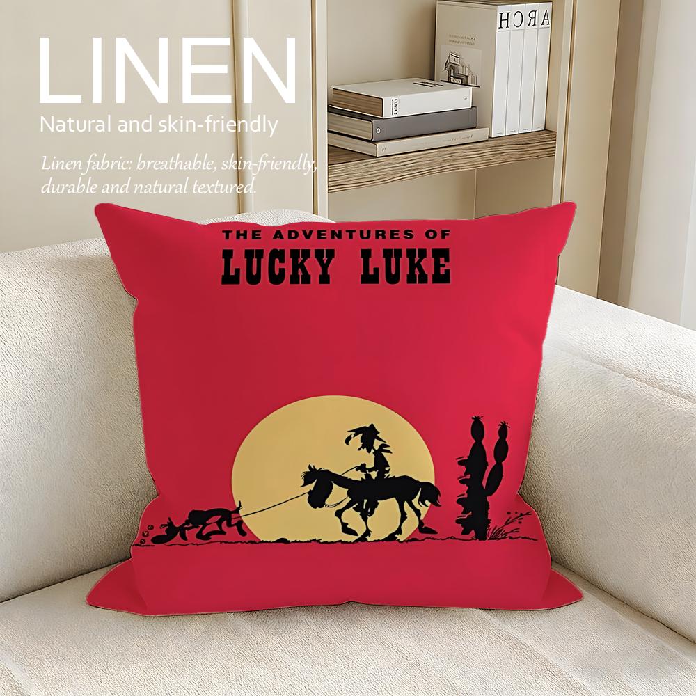 Cartoon Lucky Luke Cushion Cover Pillowcase Set Pcs x x Breathable Washable Sofa Cushion Cover