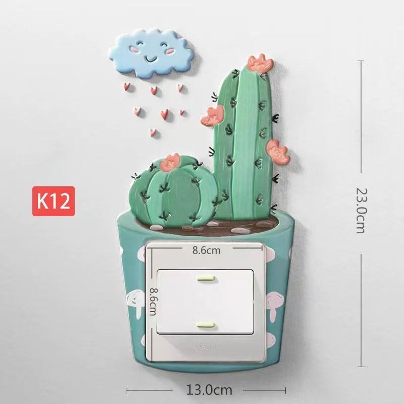 Switch Sticker 3D Cactus Protective Cover for Night Switch Socket Home Decoration Wall Sticker