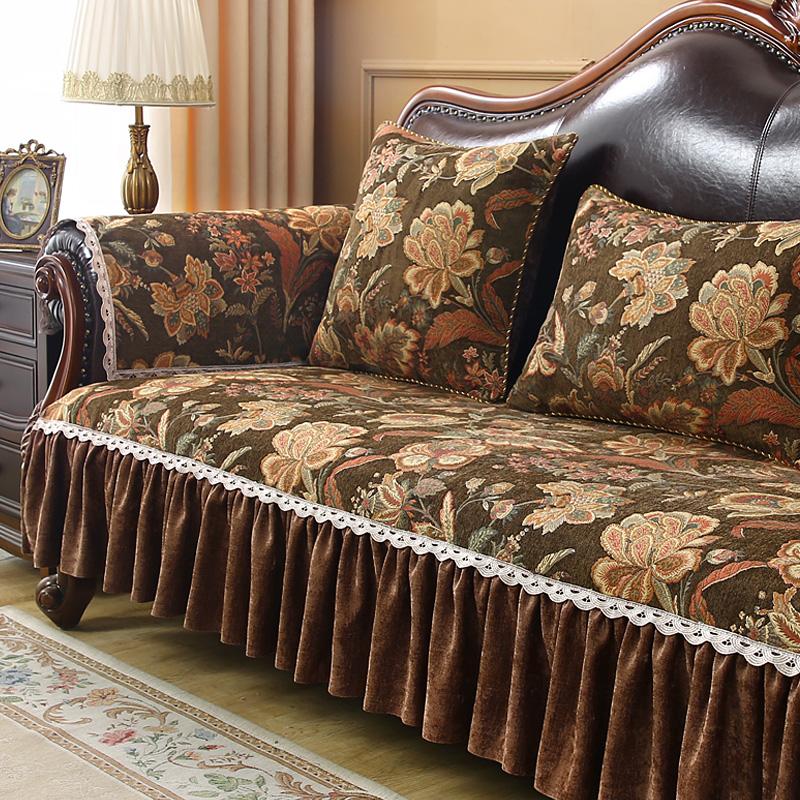 

Чохол для дивана Подушка Вишивка Жаккард Шеніл Ретро Розкішний Нековзкий Чохол для домашнього декору Four Seasons Універсальна диванна подушка armrest 60x60cm